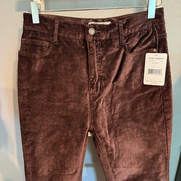 Free People Pants - NWT Free People Mulberry Velour High Rise Skinny Jeans Size 27 Women